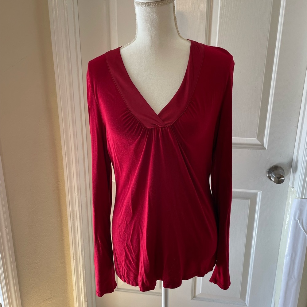 INC International Concepts Red V-neck top